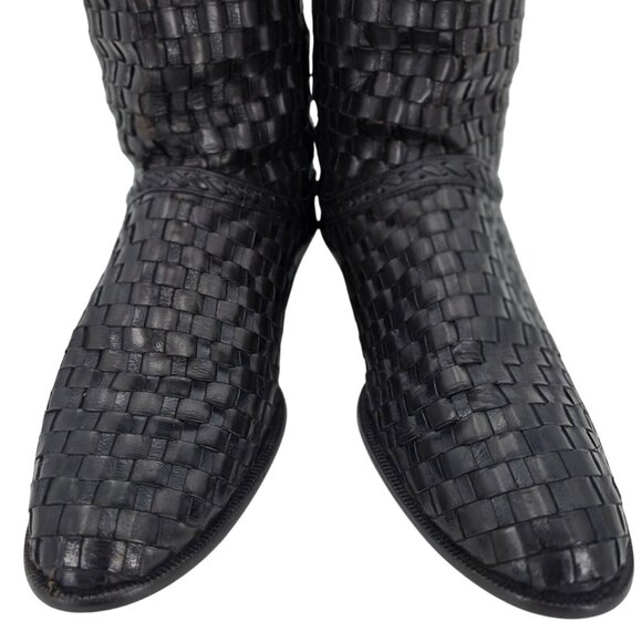Vintage Bally Italy Full Hand Woven Calfskin Boots Mens 8.5 Dress Western Cowboy - Picture 12 of 15